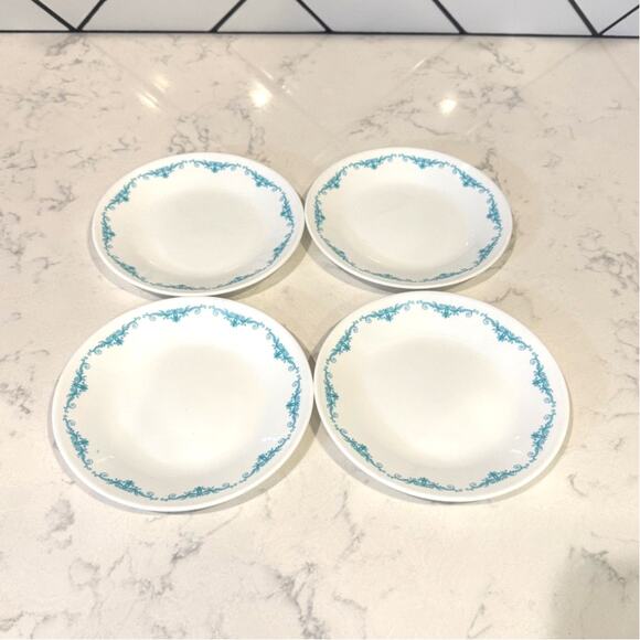 Corelle plate from the "Garden Lace" pattern desert plates x4 retro teal cottage - Picture 2 of 7